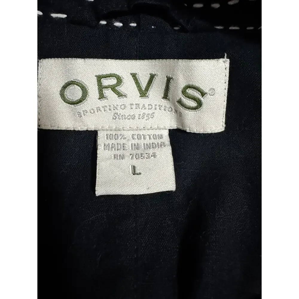 Orvis Indian Block Print Full Length Sleeveless Duster Vest – 100% Cotton (L) - Picture 6 of 7